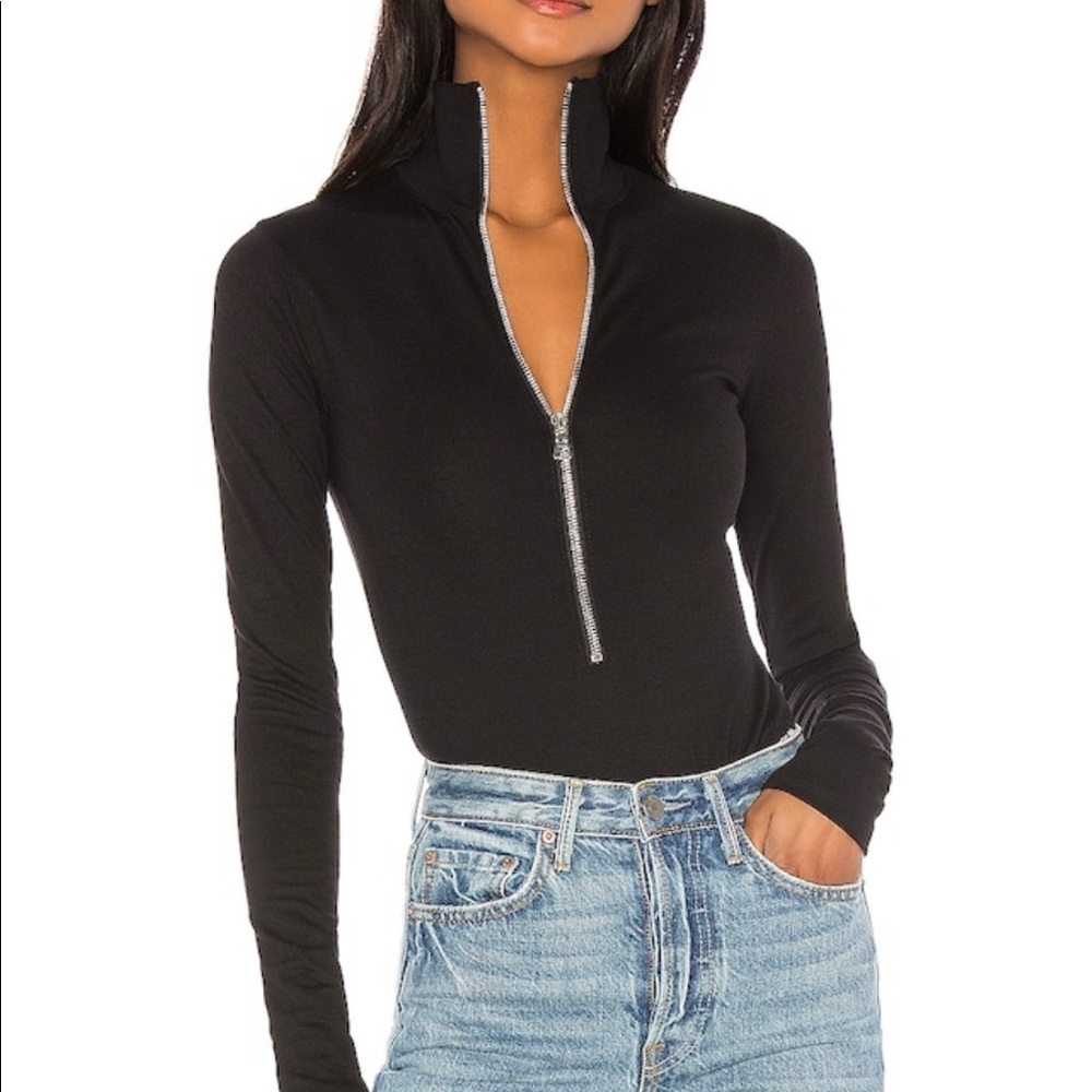 Bodysuit Zip Front In Black Marissa  Nwot Gem